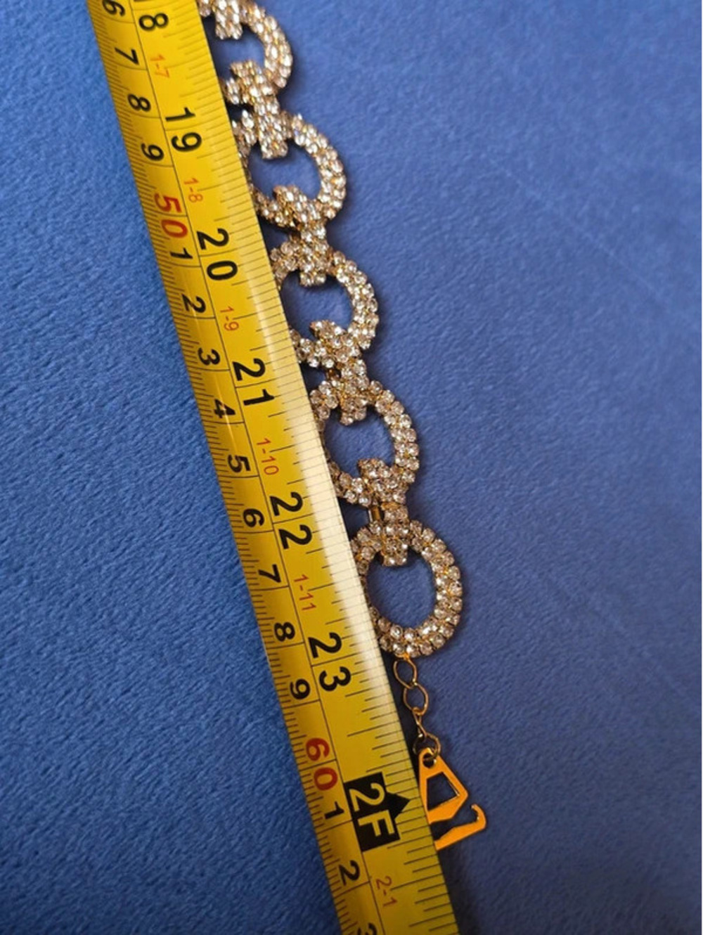 Elegant Rhinestone Statement Necklace Interlocking Link - Picture 6 of 6